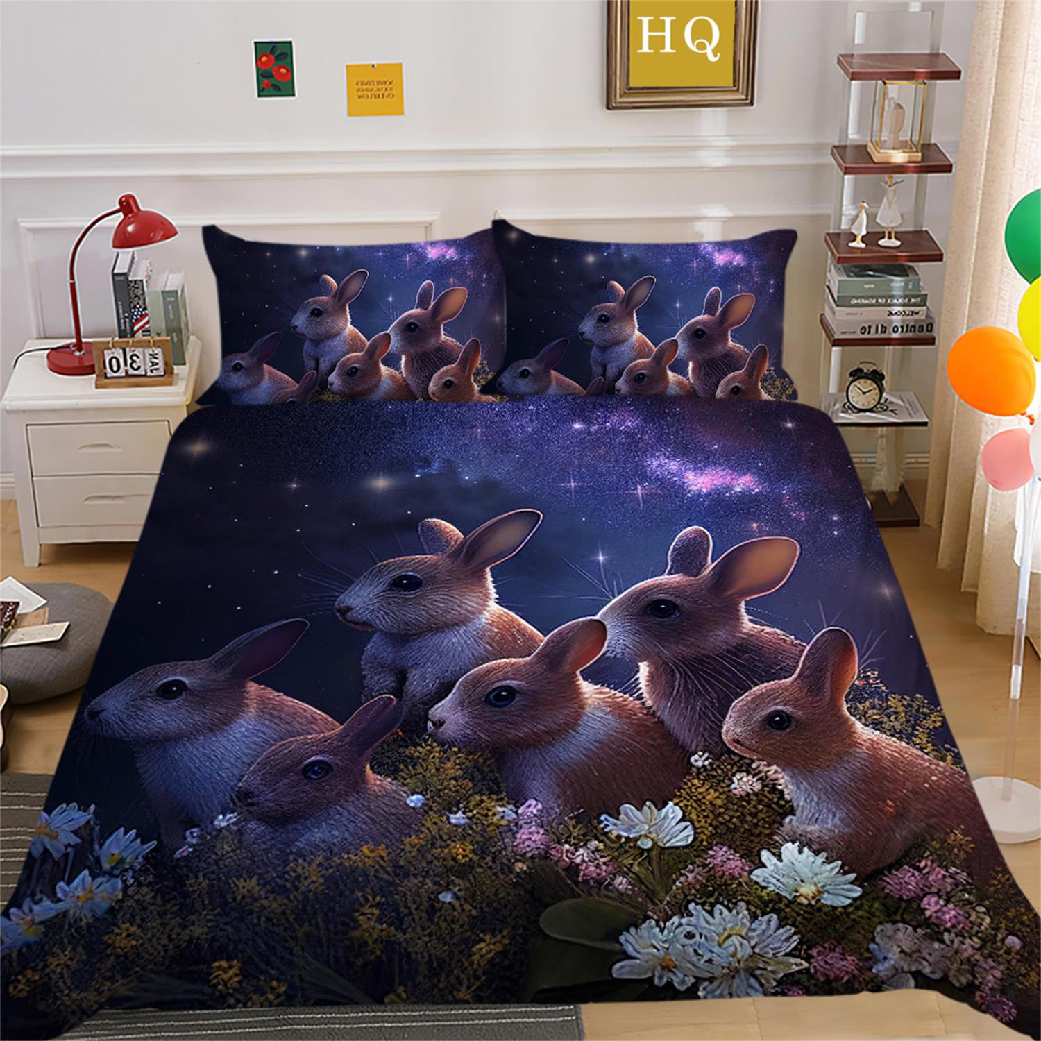 

Пододеяльник с пасхальным кроликом, пуховое одеяло, комплект одинарного/двуспального постельного белья, полноразмерный комплект постельного белья AU Queen Baby 100x135cm