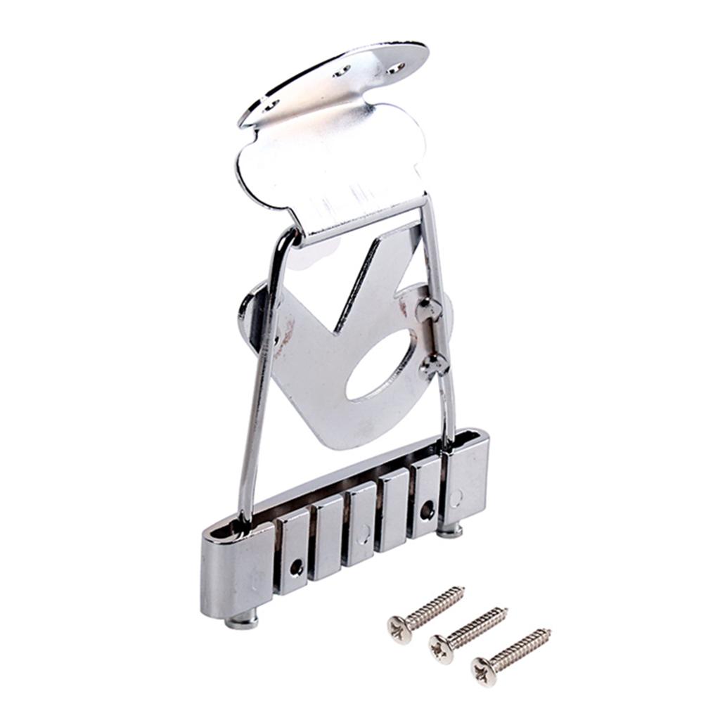 6 Strings Guitar Tailpiece Bridge for Archtop Replacement, Chrome