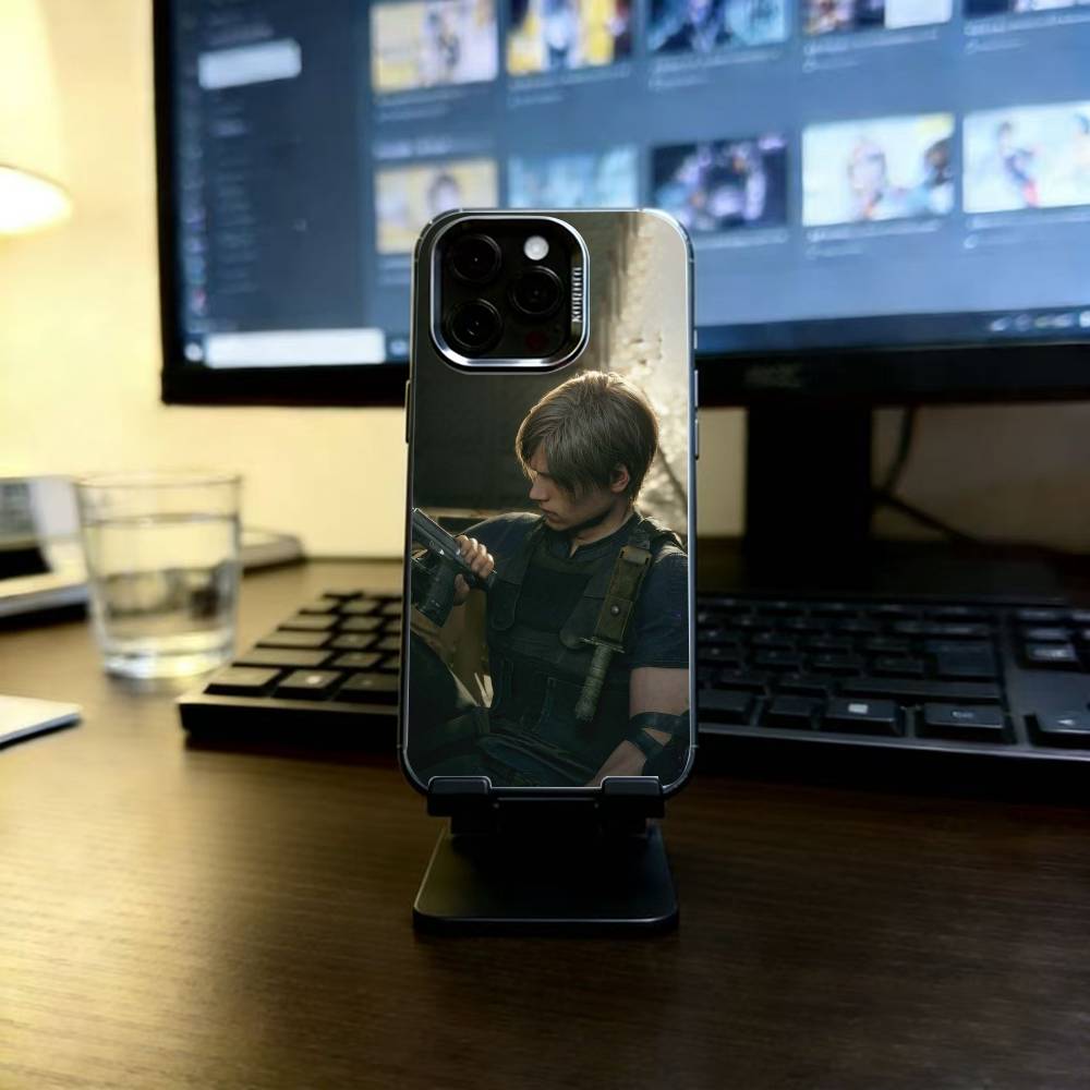Leon Kennedy Phone Case For iPhone 17,16,15,14,13,12,11 Plus,Pro Max,XS,Colored Silver Plated Inside Cover