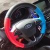 Handgenähtes Kohlefaser-Leder-Autolenkradbezug für Ford Focus 3 Kuga Escape C-MAX Ecosport 2016-