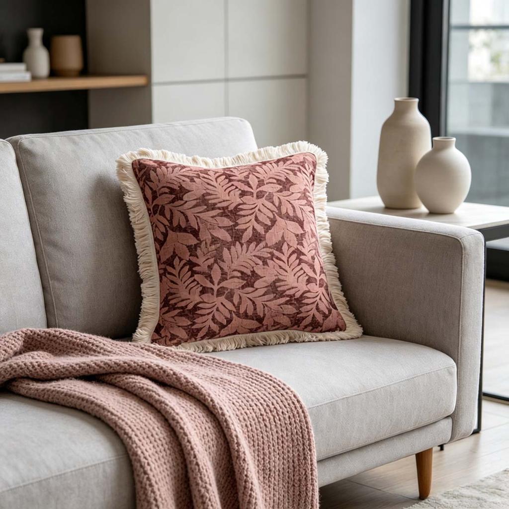 Washable Square Modern Farmhouse Couch Sofa Living Room Outdoor Cushion Decorative Tassel Couch Throw Pillow Covers