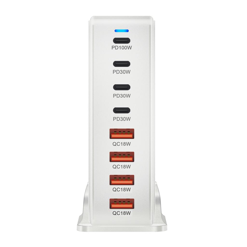 240W GaN Desktop Charger with 8 USB-C Ports, Supports PD 3.0 Fast Charging and Is Compact & Portable