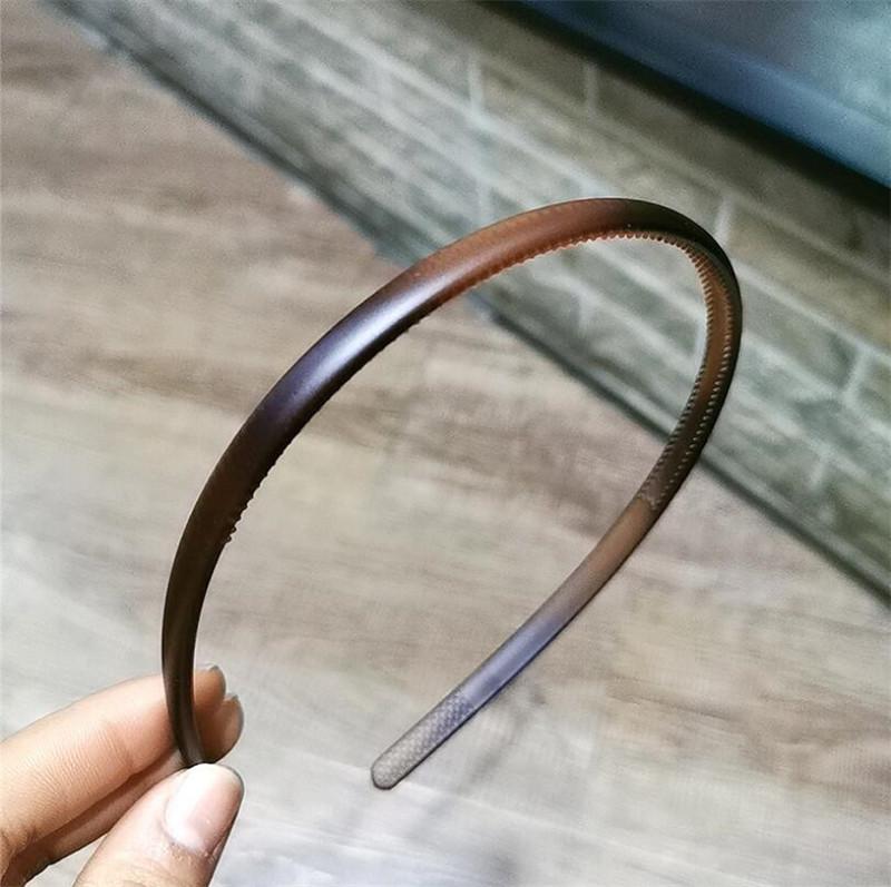 Women Classic Black Brown Plastic Headbands Thin Plain Matt Bright Color Hairbands Non-slip Hair Hoop For Daily Wear