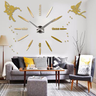 Horloge murale 3D en acrylique à monter soi-même, grande taille, miroir d'ange, autocollants, miroir silencieux, horloge surdimensionnée pour salon, grandes horloges murales suspendues