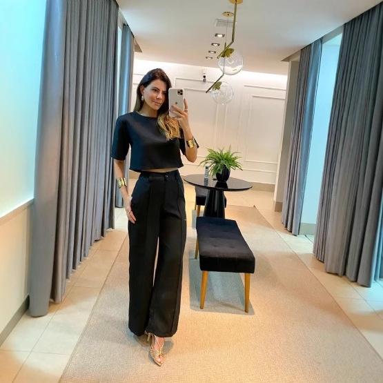 Summer Solid Color Short-Sleeve Suit and Pants Fashion Casual Set