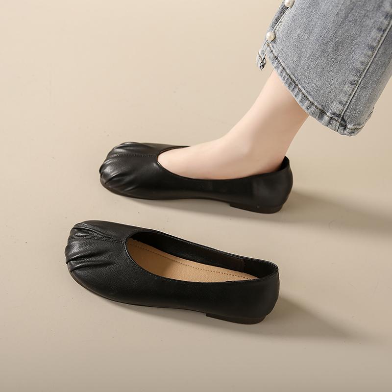 

С юбкой одинарные туфли женские весенние мягкая подошва 2025 ранняя весна не устают ноги модные плоские женские шапочки туфли одна педаль 40