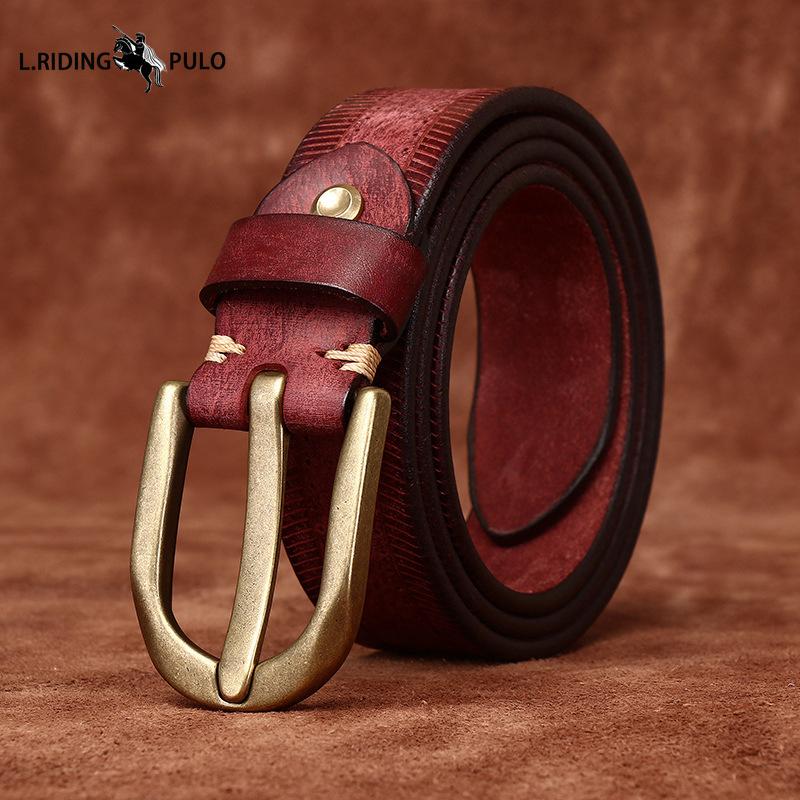 Retro Washed Top Layer Cowhide Belt Men's Genuine Leather Pin Buckle Casual Denim Men's Belt