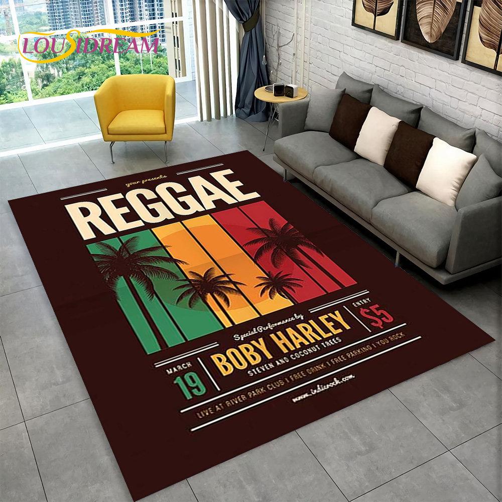 Bob Marley Reggae Music Maple Leaf Jamaican Area Rug,Carpet Rug for Living Room Bedroom Sofa Doormat Decor,Non-slip Floor Mat