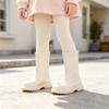 Children's Fashion Round Toe Mid-Calf Leather Boots with Back Zipper