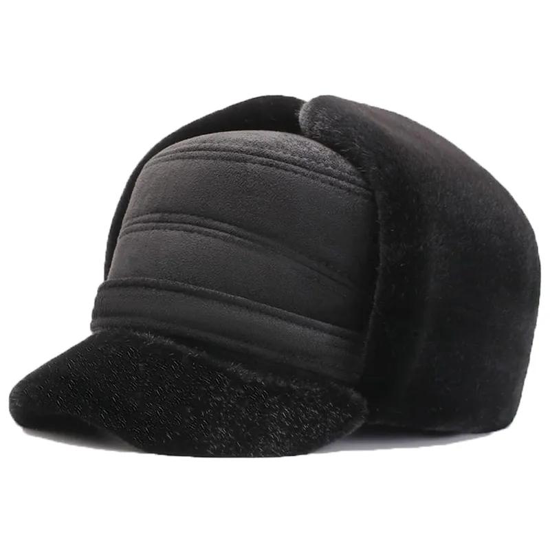 

WTEMPO Two Ways of Wearing Ear Protection Autumn Winter Outdoor Men s Windproof Cold-proof Warm Plush Bomber Hats Cycling Skiing Faux Fur Hats 1pc*one size чёрный