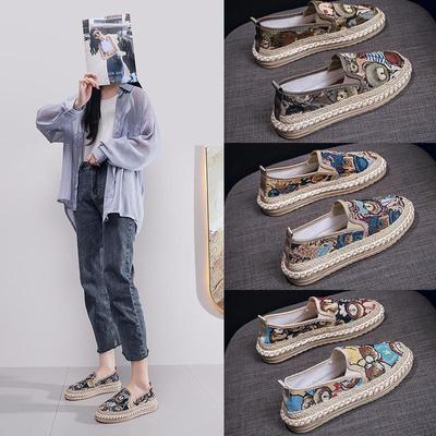 Women's 2024 Embroidered Canvas Slip-On Fisherman Shoes