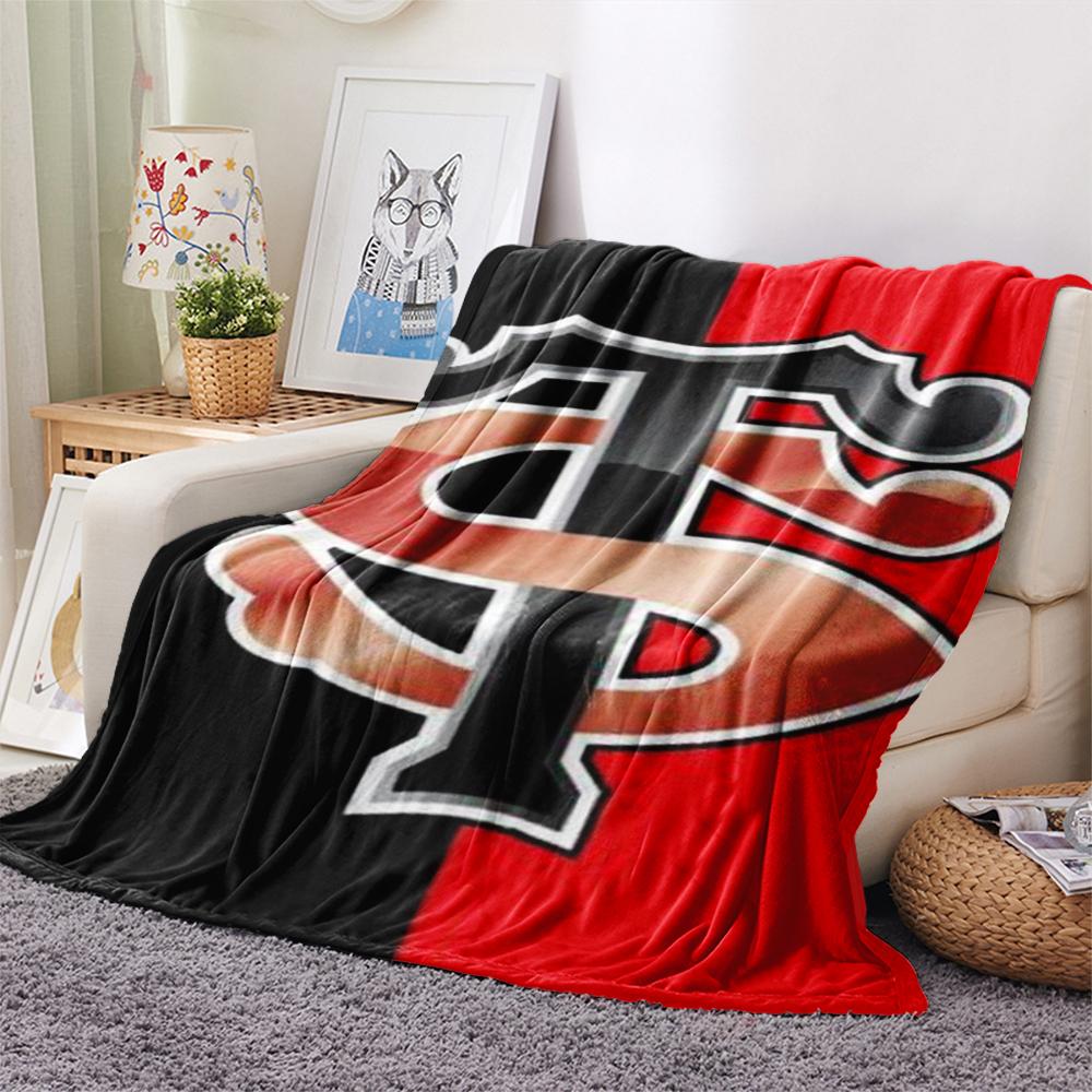 1 Stück Stade Toulousain Aufdruck Flanelldecke, Hohe Qualität, Bequem für alle Jahreszeiten, Heimdekoration, Wärme und Komfort, Perfekt für Weihnachtsgeschenke178