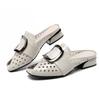 Fashion GKTINOO Women Slipper's 2025 Ladies Summer Slippers Shoes Women Low Heels Fashion Mules Summer Shoes Genuine Leather Large Size