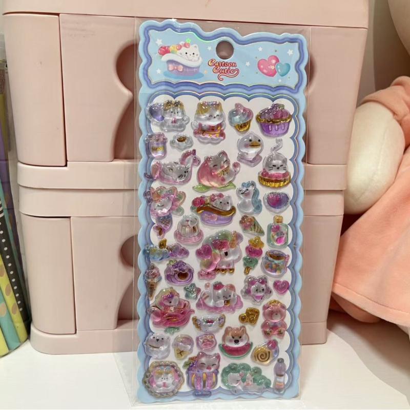 

Cute Cartoon 3D Relief Crystal Stickers Diy Scrapbook Journal Phone Case Diary Decoration Gifts A1