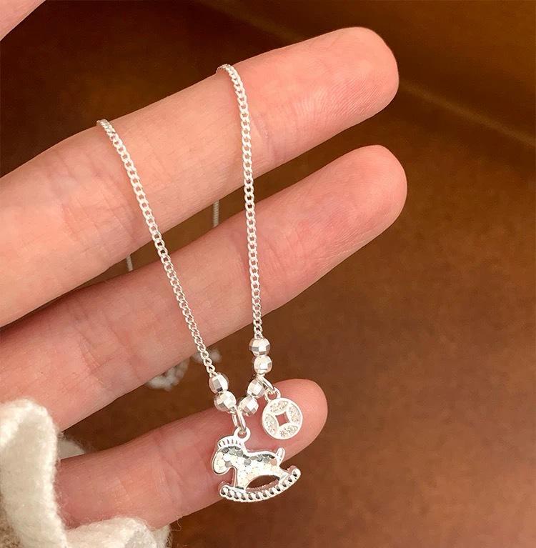 Счастливый кулон-ожерелье в китайском стиле с бусиной - Элегантная женская цепочка на ключицу