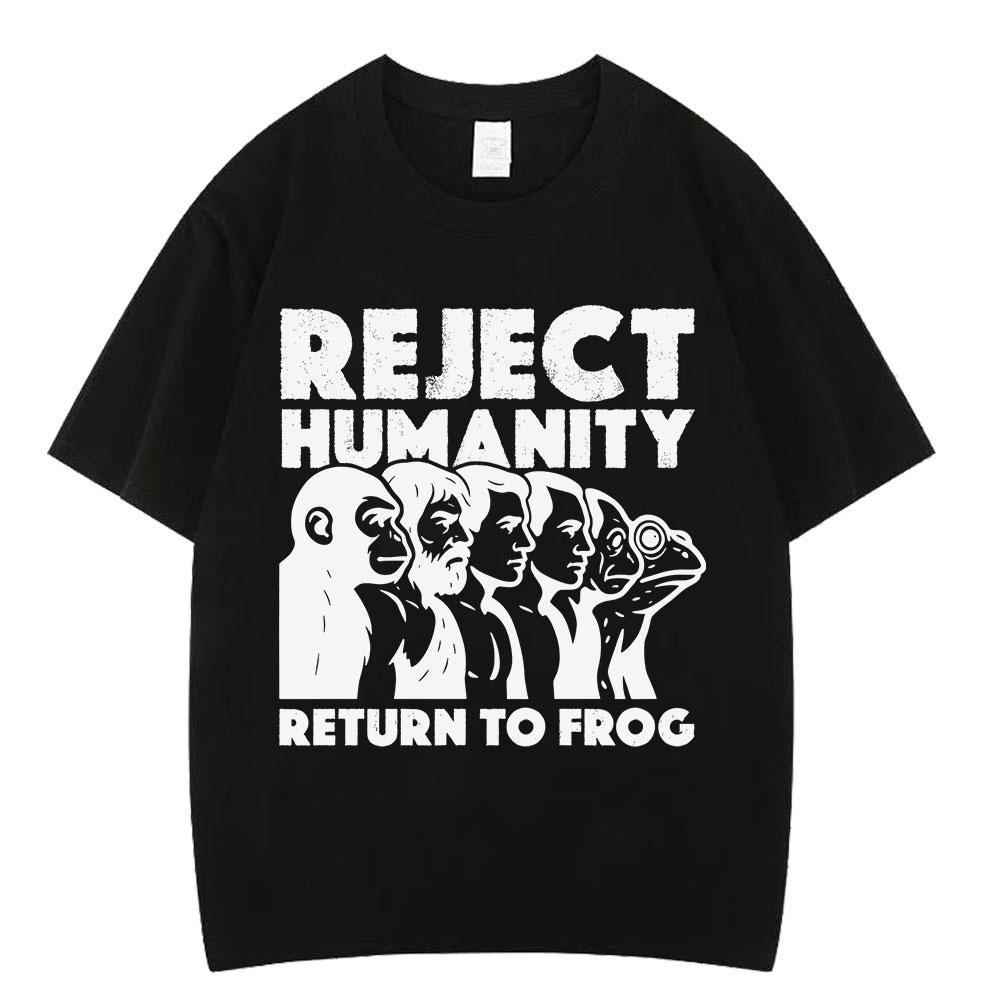 

Reject Humanity Return To Frog Evolution ApetoFrog Funny Graphic Tees Men Women Vintage Tshirt Loose Casual Hiphop Tshirts 3XL