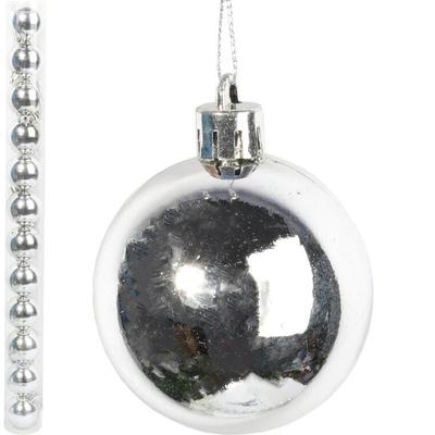 Set of 12 Silver Plastic Baubles 5 Cm for Christmas Tree Decorations