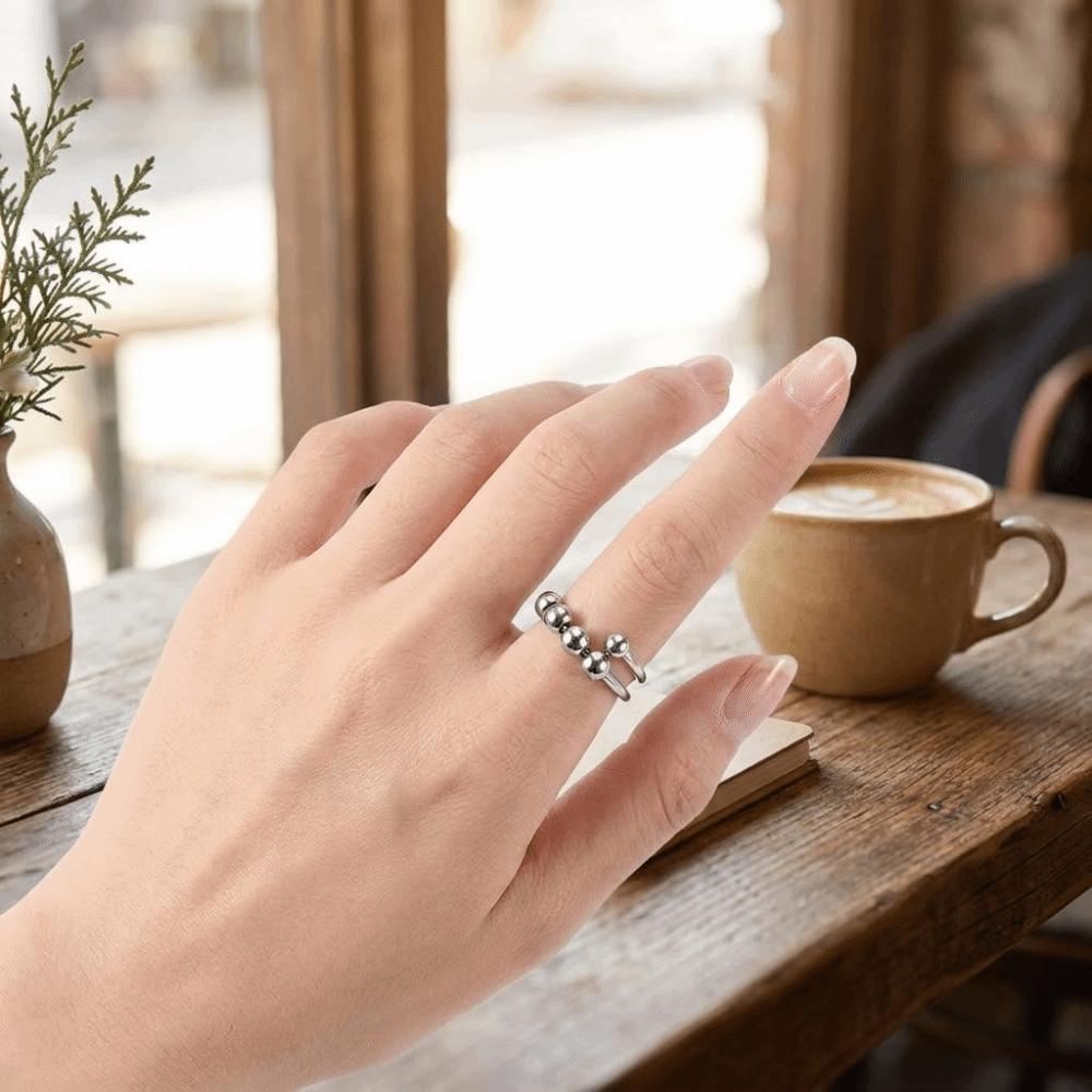 Rotating Freely Spinner Ring Open Design Adjustable Finger Ring Anti Stress Jewelry School