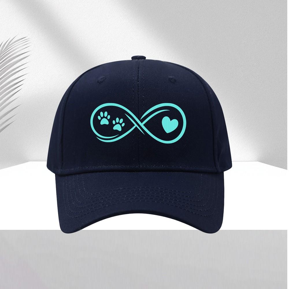 Infinite Paw Print Heart Love Baseball Cap Pet Lover Adjustable Sun Hat for Casual Outings