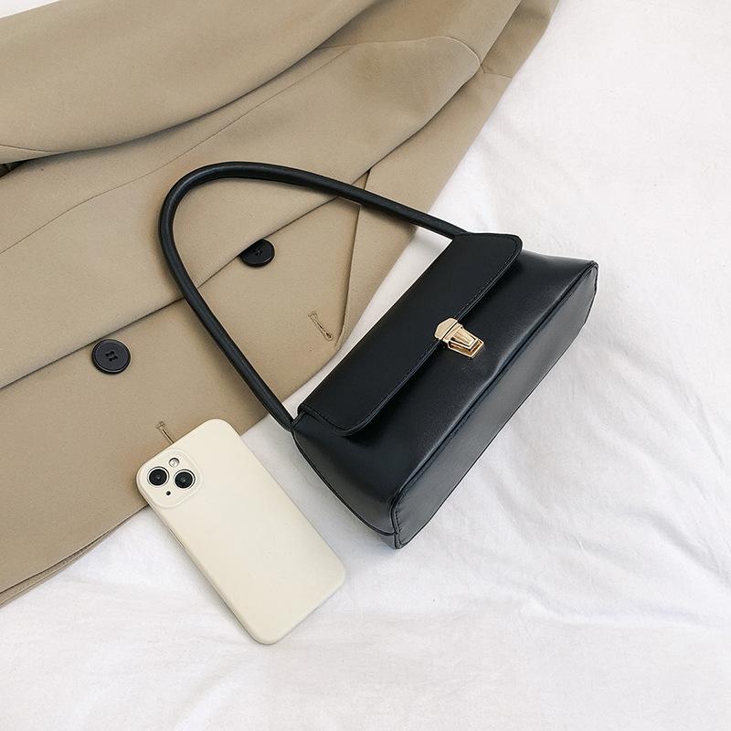 Fashion Retro PU Leather Baguette Bag for Women Elegant Underarm Shoulder Handbag