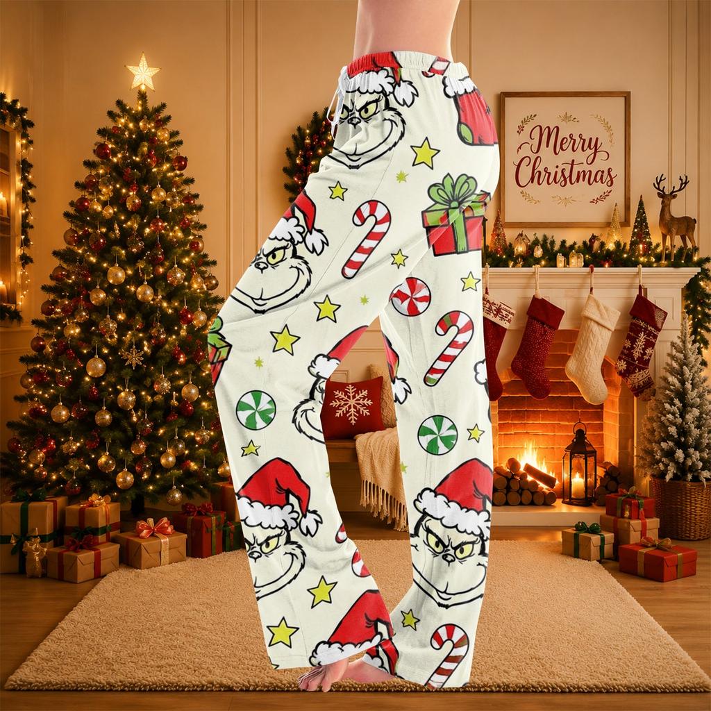 Women's Christmas Printed Pajama Pants, Festive Comfortable Sleep Pants, No Pockets