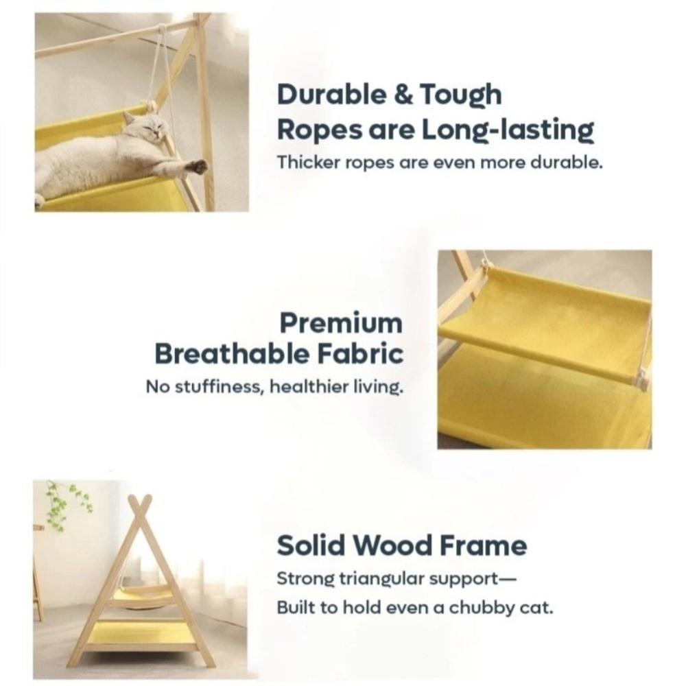 Solid Wood Cat Cradle Bed Thickened Cat Swing Hanging Bed New Cat Hammock Bed  Pet Small Bed