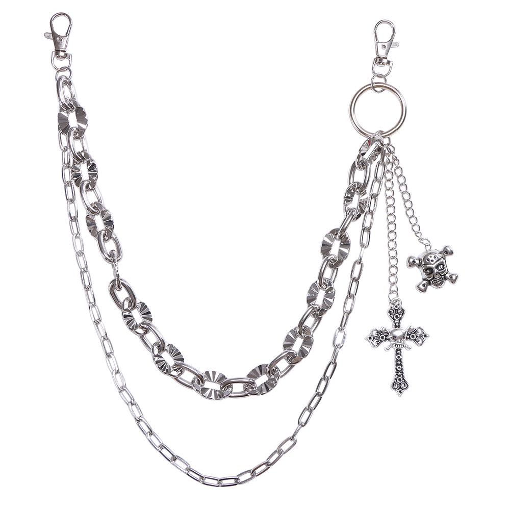 Punk Style Double-Layer Skull Pendant Chain for Pants – European & American Fashion