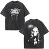 Mayhem Darkthrone Vintage Washed Tshirts Death Black Metal Rock Band Tshirt Unisex Unisex Gothic Punk Oversized T Shirt Streetwear