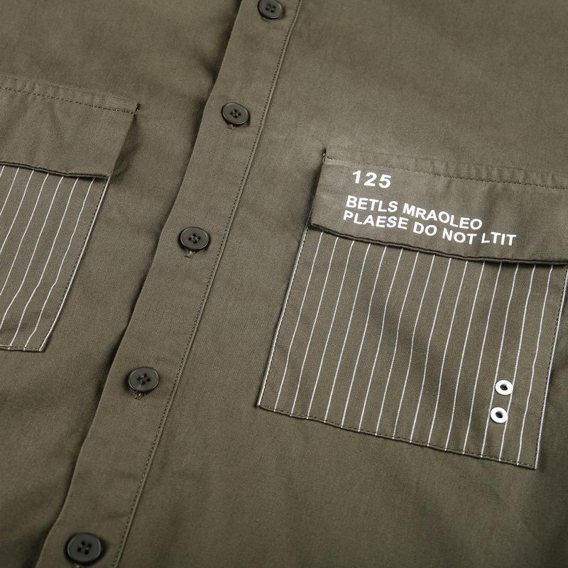 Cămașă Militară Nouă de Toamnă pentru Bărbați cu Mânecă Lungă Culoare Solidă Mărime Mare Cămașă din Bumbac Pur