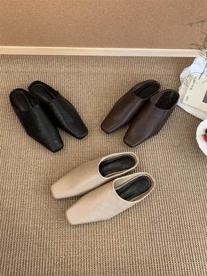 Mules Women Covered Toe Heels Slippers Female Outdoor Summer Sliders High Quality Flat Heels Casual Outdoor Dress Mules Shoes