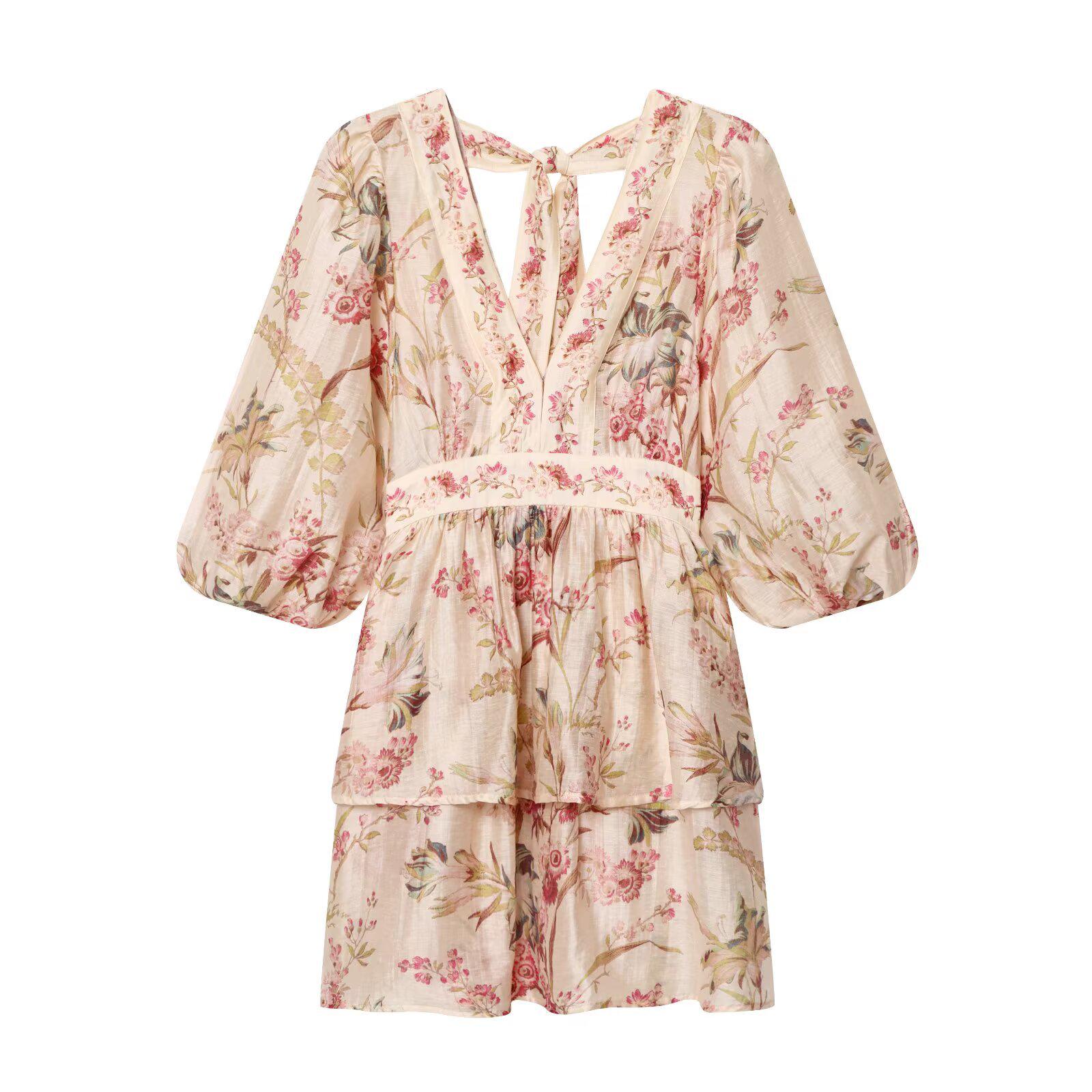 2026 Summer European & American Fashion Slim Fit Printed Patchwork Dress for Women, Style M190454 Large
