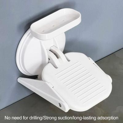 Adjustable Height Bathroom Pedal Drill-Free Suction Cup Design Anti-Slip Wide Pedal Space-Saving Shower Footrest