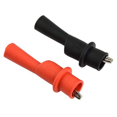 1 par de grampos antiderrapantes vermelho + preto pontas de fio clipe de teste