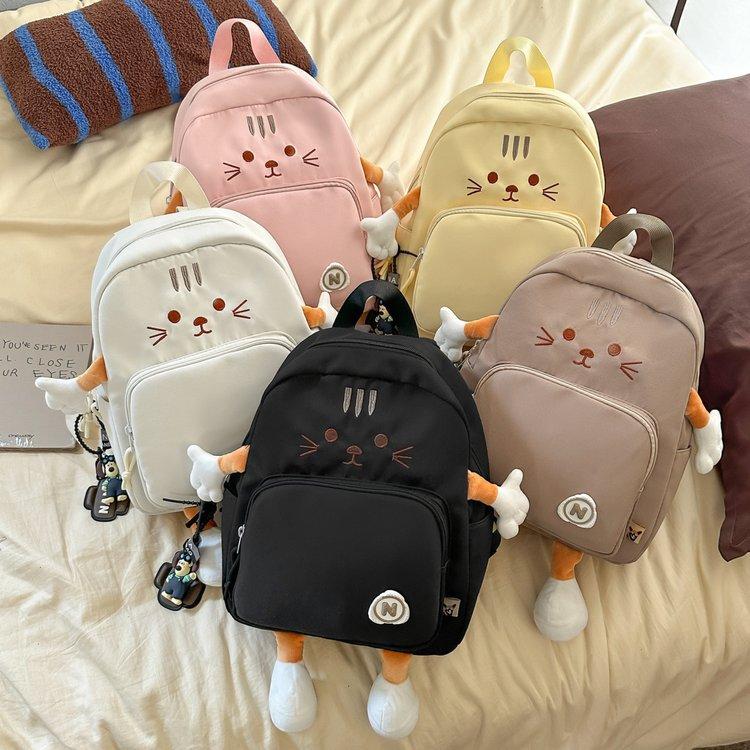 Schoolbag1011 New Japanese Cute Kitten Backpack Canvas Backpack Large Capacity Versatile Student Schoolbag Birthday Gift