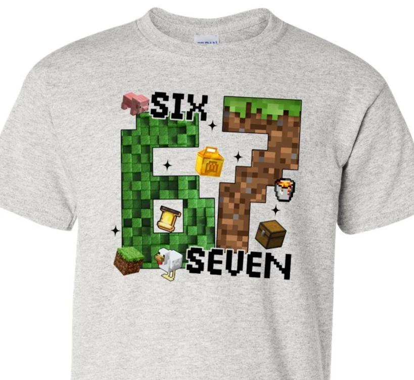 6 7 - Six Seven - Mine Craft Six Seven - Youth Sizes - T-Shirt XXL