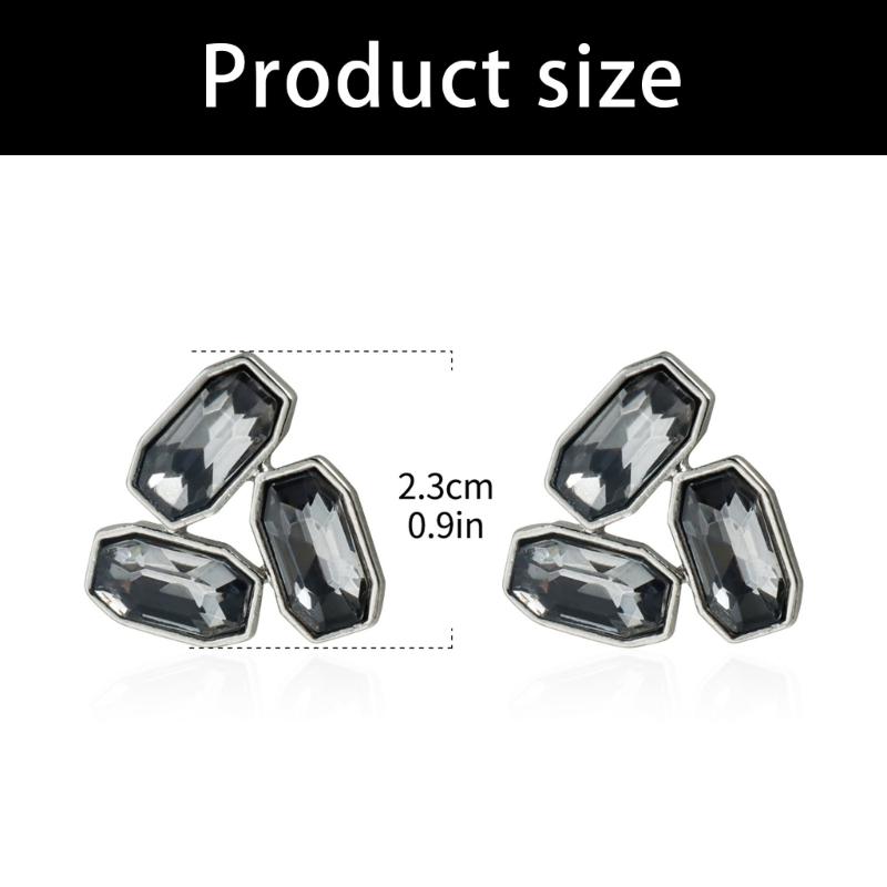 Allergy Resistant Zinc Alloy Geometric Triangle Glass Ear Studs with Ultra Light 10g Weight Designed for Sensitive Skin Daily Comfort