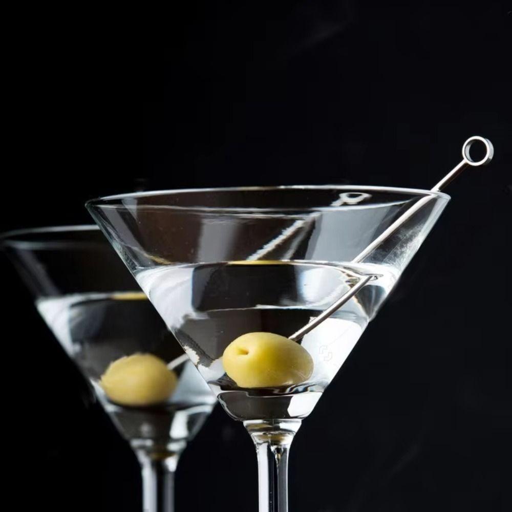 20Pcs Silver Color Martini Picks Long Handle Drink Stirring Sticks Durable Cocktail Skewers  Wedding