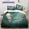 Spreading Wings Owl  Pattern Bedding Quilt Set Quilt Cover Pillowcase Home Decoration  Gift (1 * Duvet Cover + 2 * Pillowcase, Without Core)