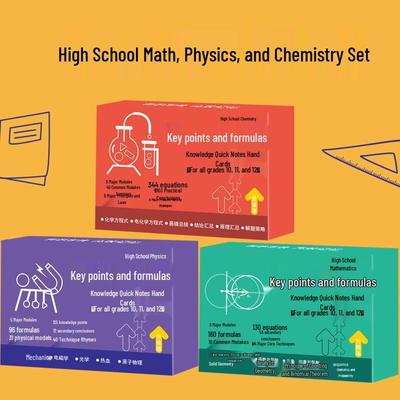 Comprehensive High School Math, Physics, Chemistry Formula & Mnemonic Cards with Periodic Table Wall Chart