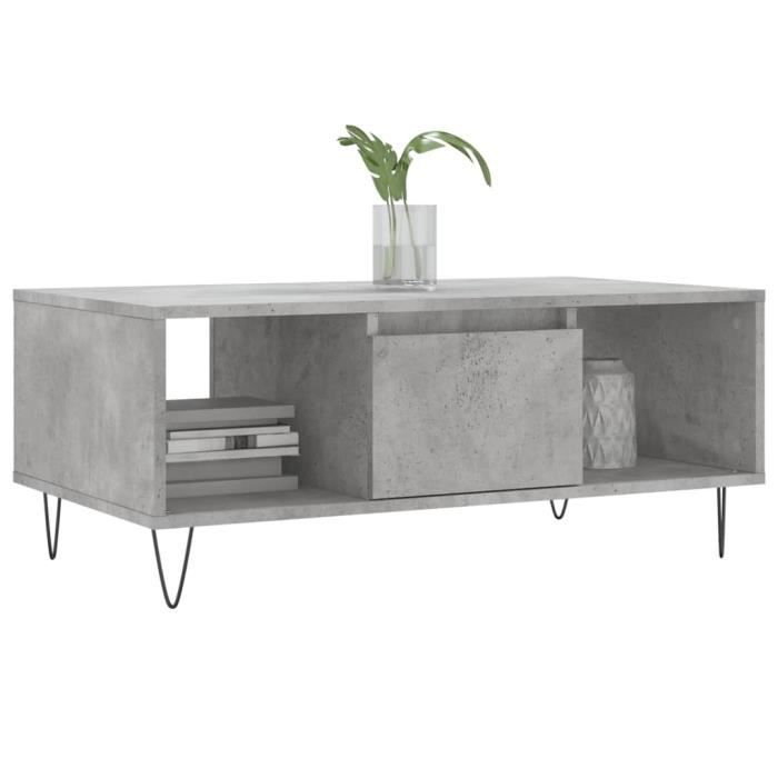 VidaXL Table basse Gris béton 90x50x36,5 cm Bois d'ingénierie 830592