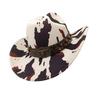 Comfortable Western Theme Top Hat with Bull Head Belt Cow Pattern for Women Men Outdoor Activity and Music Festival