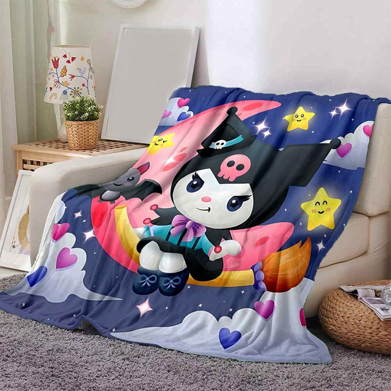 1pc Starry Night Sky Kuromi Design Blanket, Soft Throw for Home Decor, Perfect Gift for Family and Friend, Seasonal Use, Cozy Bedding Cover, Living Ro