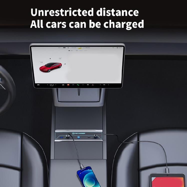 Fast Charging USB Hub with Sliding Lid Multiple Port Dock Console Multiport Charger Simple Installs for Car Model 3