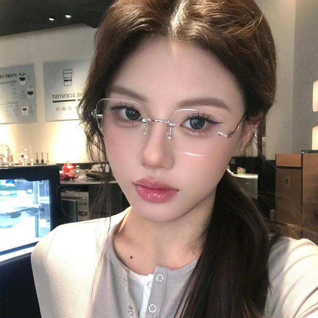 Pure Desire Frameless Celebrity-Style Gold Wire Anti-Blue Myopia Glasses