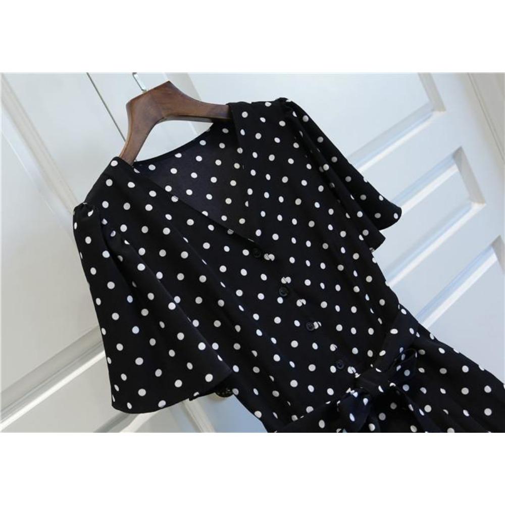 Polka Dot Dresses for Women New Summer Korean Style Temperament Waist-hugging Slim Chiffon Dress