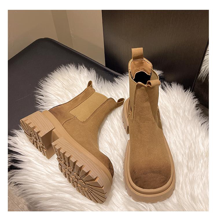 

Women s Shoes Autumn Winter 2024 New Fashion Slip-on Solid Color Outdoors Wear Resistant Female Shoes Round Head Ladies Boots 39