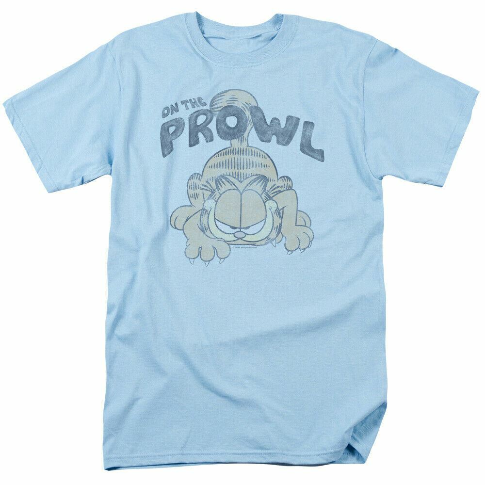 26 Garfield Prowl T Shirt Mens Licensed Cat Jim Davis Comics Tee Light Blue Unisex T-Shirt XL