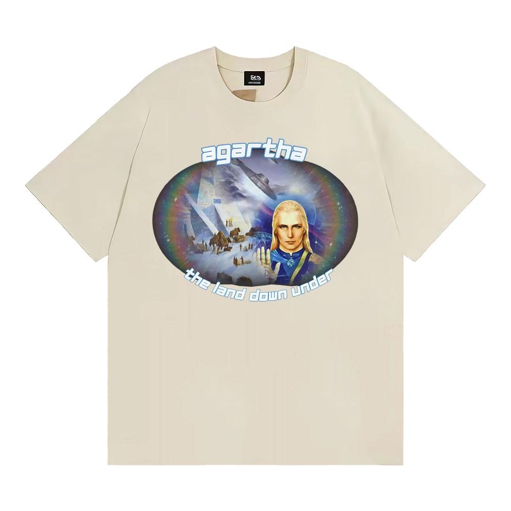 Agartha The Land Down Under Meme T Shirts Unisex WOMEN Gothic Vintage Short Sleeve Tshirt 100 Cotton Oversized T Shirt Streetwear