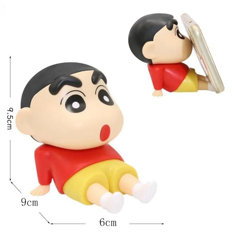 Shin-Chan Anime Phone Holder Cute Watching TV Style Stand Cartoon Ornament Kawaii Desk Decoration Doll Gift for Birthday Office
