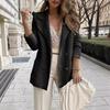 European and American Rib Knit Casual Blazer - Short and Loose Fit, Solid Color
